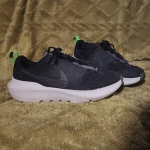 Nike Black and White Shoes with Green Highlights
